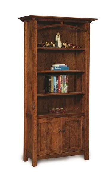 Amish 80 Tall Vivid Bookcase with 4 Adjustable Shelves and 2 Doors