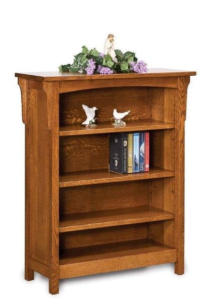 Amish 48 Tall Nova Mission Small Bookcase with 3 Adjustable Shelves