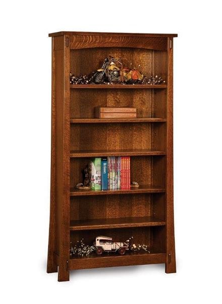 Amish 36 Wide Enchant Custom Solid Wood Mission Bookcase shown in Quarter Sawn White Oak Wood with Asbury Brown Stain