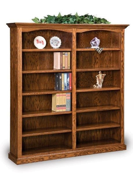 Amish Inspire 67 Double Bookcase with 10 Adjustable Shelves