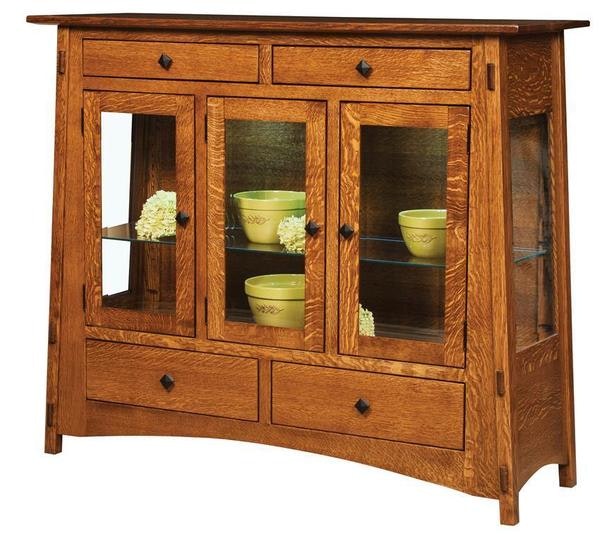 Amish Handcrafted Hatfield Mission Solid Wood High Buffet