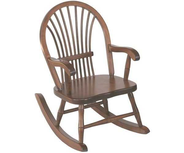 Amish Hardwood Childs Windsor Rocking Chair with Sheaf Back shown in Brown Maple with Almond Stain