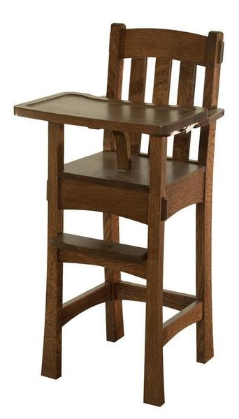 Amish Modesto Mission High Chair with Slide Tray shown in Quarter Sawn with Michaels Cherry Finish