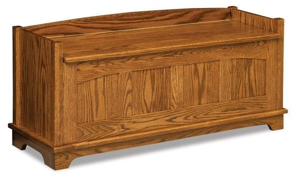 Amish Guthrie Storage Bench shown in Oak with Harvest Stain