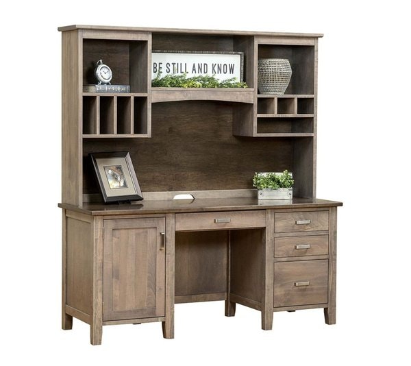Amish Brilliance Credenza Desk with Optional Hutch Top