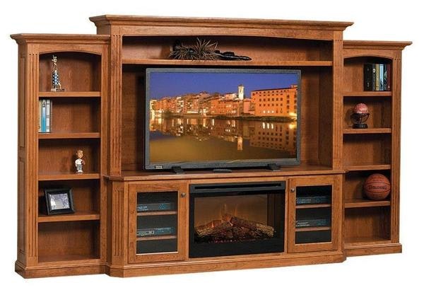 Amish Horizon Entertainment Center with Electric Fireplace