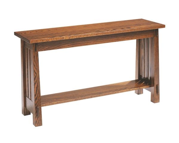 Amish Dawson Sofa Table 46 inches Mission Style shown in Red Oak Wood.
