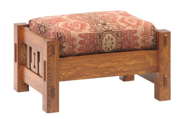 Amish Cromwell Ottoman 23 1/2 inches with visible Mortise and Tenon Construction with Cushion