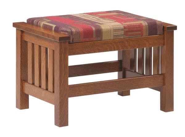 Amish Hartsville Mission Upholstered Ottoman 24 inches with choice of Upholstery, Hardwood, and Finish.