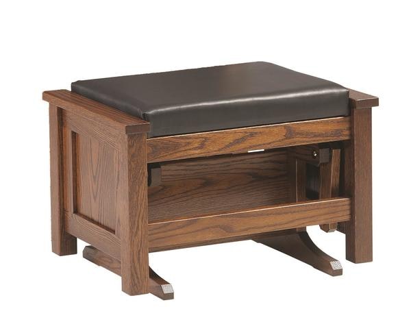 Amish Waverly Glider Ottoman 24 inches with choice of Upholstery, Premium Wood, and Finish Color.