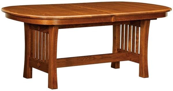 Amish Handcrafted Solid Wood Mission Arts & Crafts Trestle Dining Table