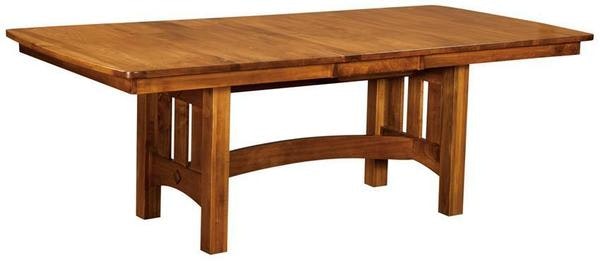 Amish Handcrafted Solid Wood Fairfield Mission Trestle Dining Table