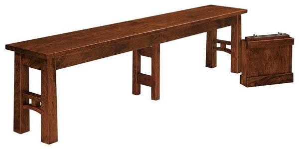 Amish Wilmington Mission Backless Dining Bench with Optional Extensions