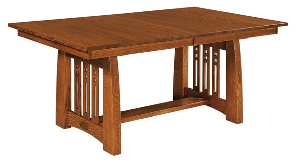 Amish Handcrafted Garland Mission Trestle Dining Table with Signature Leg Detail