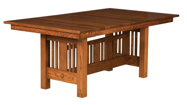 Amish Solid Wood Sheppards Mission Trestle Dining Table