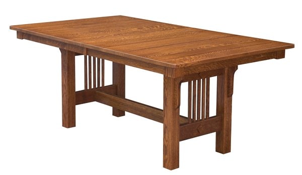 Amish Handcrafted Solid Wood Classic Mission Trestle Dining Table