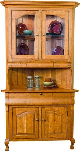 Amish Arlington Hardwood Farmhouse Corner Hutch Cabinet
