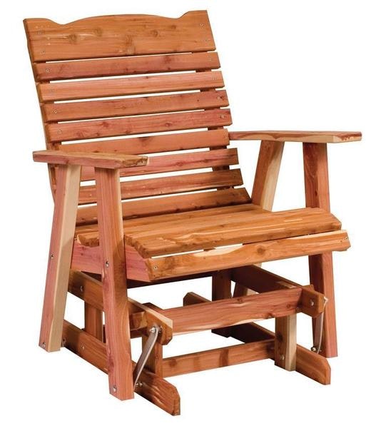 Amish Cedar Wood Straightback Glider Chair