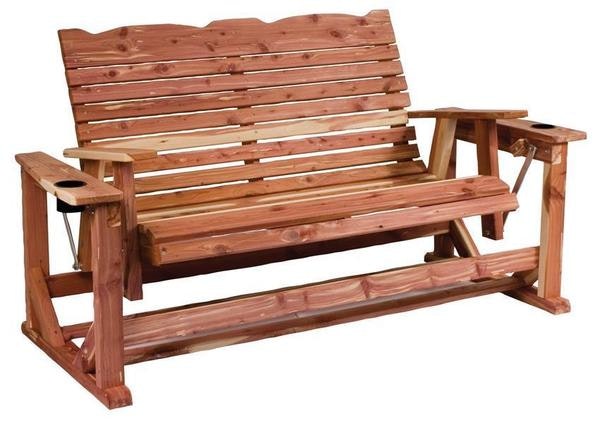 Amish Cedar Wood Straightback Deluxe Glider Bench