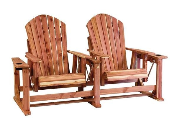 Amish Cedar Wood Double Adirondack Glider Settee