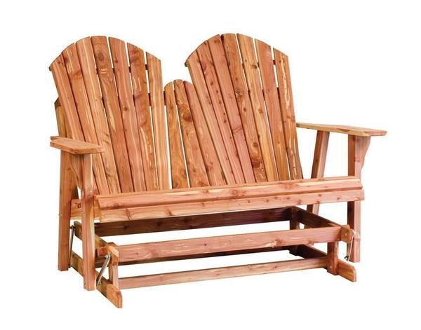 Amish Made Cedar Wood Adirondack 4' Glider Bench