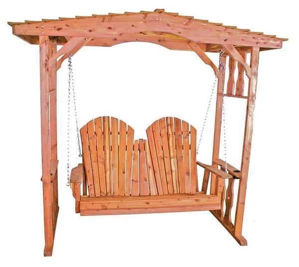 Amish Cedar Wood Swing Arbor with Roof