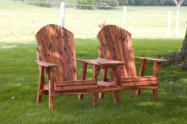 Amish Cedar Wood Adirondack Chair Settee Set