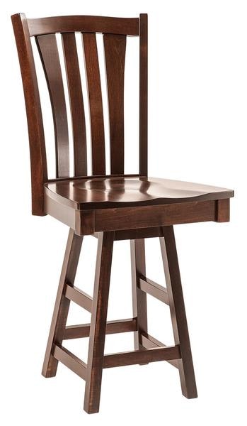 Amish Keeseville Swivel Barstool 4 thick back support planks armless
