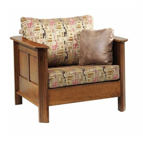 Amish Franchi Fabric Lounge Chair with Wood Trim