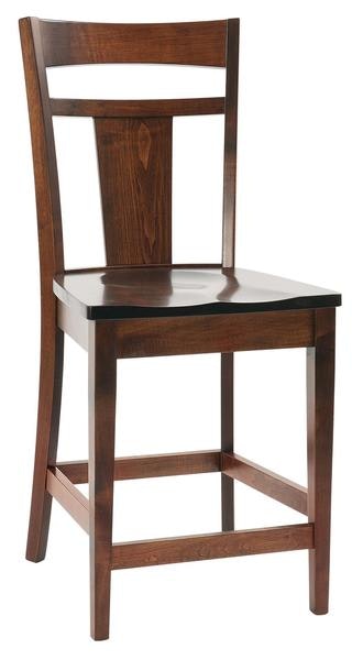 Amish Southampton Stationary Bar Stool Solid Wood Armless single support centered in back