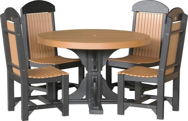 LuxCraft 4' Poly Round Table Set with Four Classic Chairs