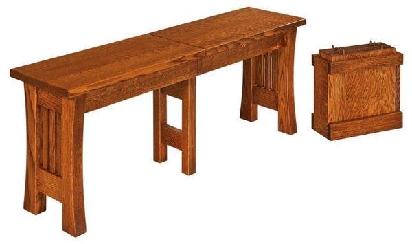 Amish Handcrafted Solid Wood Mission Arts & Crafts Backless Dining Bench