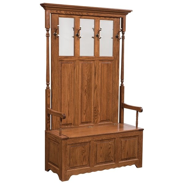 Amish Prigden Entryway Hall Tree Storage Bench
