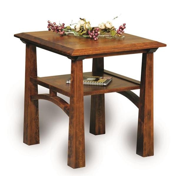 Amish Vivid End Table with Shelf and Tapered Legs