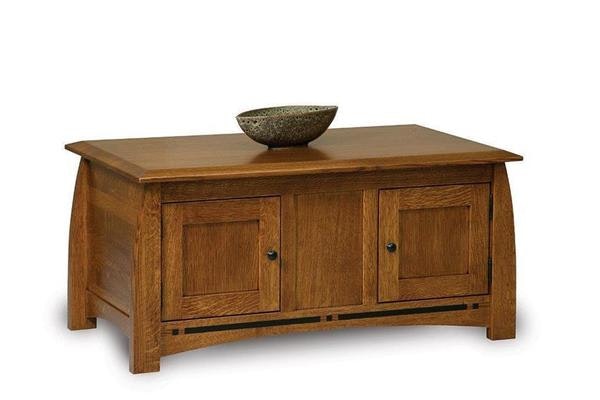 Amish 44 Wide Wood Grove Mission Coffee Table Cabinet with 2 Doors