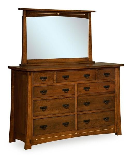 Amish Malpais Dresser with Nine Drawers and Optional Mirror