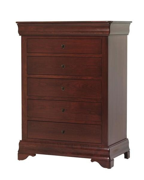 Amish 54 Tall San Marco Chest of Drawers Shown in Cherry with Laura’s Cherry Finish