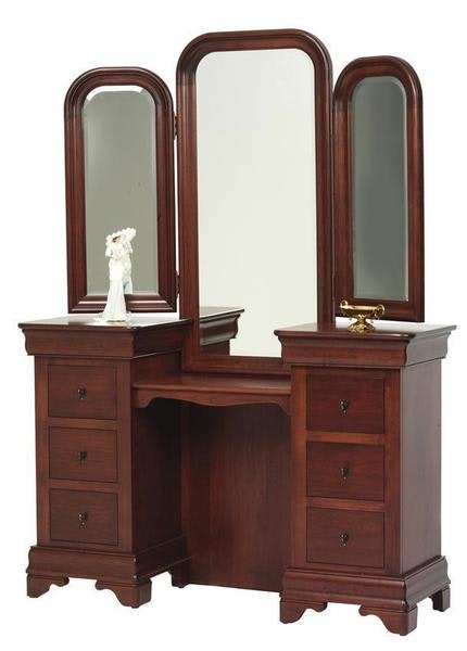 Amish San Marco Vanity Table Shown in Cherry with Laura’s Cherry Finish