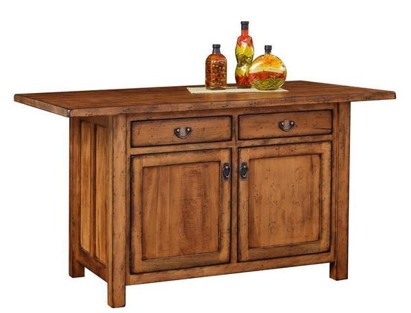 Amish Northwood Mission 48" Solid Wood Kitchen Island With Two Doors