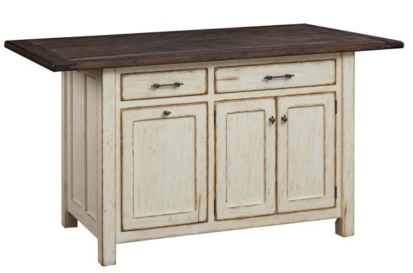 Amish Northwood Mission 48" Solid Wood Kitchen Island With Three Doors