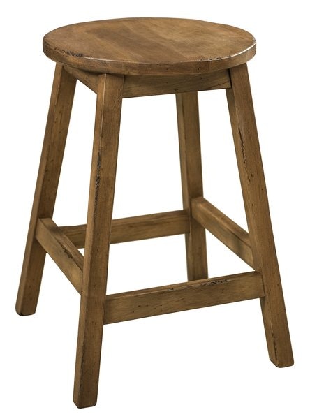 Amish Shari Solid Wood Backless Counter and Bar Stool with Swivel Option Shown in Brown Maple with Distressed Weathered Log stain.