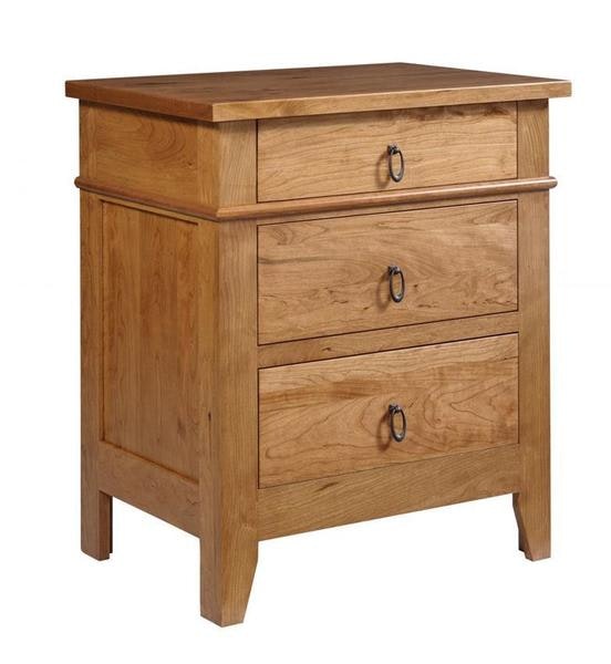 Amish 26 Wide Arizona Three Drawer Night Stand shown in Rustic Cherry with Autumn Wheat Finish