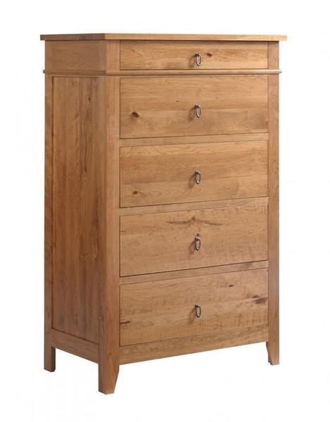 Amish 59 Tall Arizona Chest of Drawers shown in Rustic Cherry with Autumn Wheat Finish