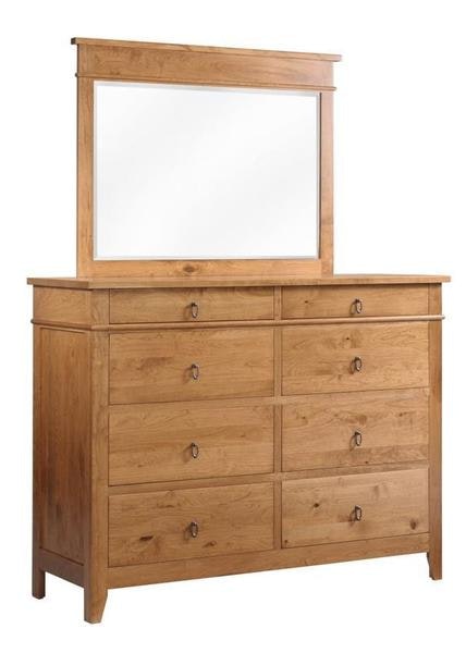 Amish Arizona 48 High Dresser with Optional Mirror shown in Rustic Cherry with Autumn Wheat Finish