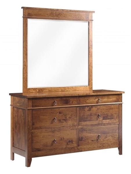Amish Arizona Low Dresser with Optional Mirror shown in Rustic Cherry with Michael’s Finish