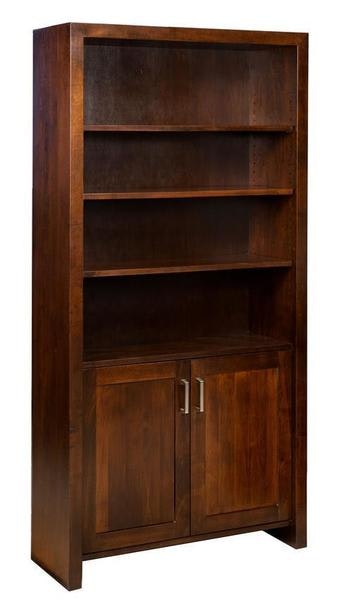Amish Mineola Modern Bookcase with Cabinet Base