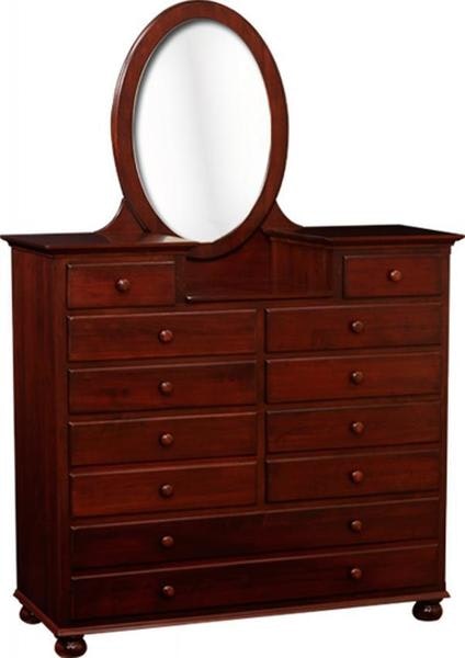 Amish Luellen Studio Dresser with oval beveled mirror