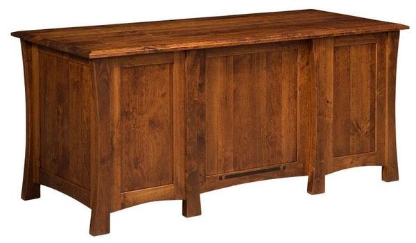 Amish Sathmore Mission Executive Desk with Optional Adjustable Height Lift Top shown in n Rustic Cherry with low sheen  Michaels Cherry Stain