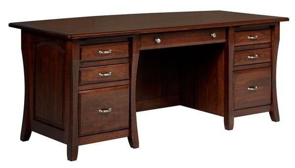 Amish Kingsman Desk with Optional Hutch or Lift Top shown in Sap Cherry with Acres Stain