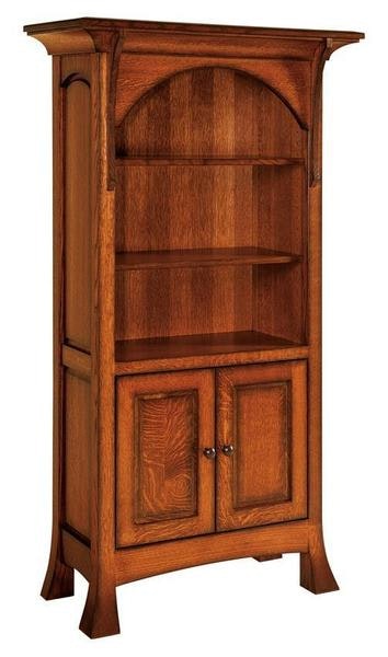 Amish Craftsman Mission Bookcase with Doors